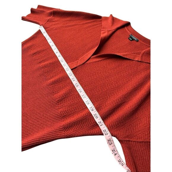 St. John Rustic Orange Wool Blend Santana Knit Collared Sweater Top Size L - Picture 8 of 11